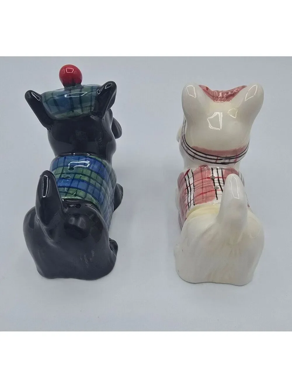 Westland Scottie Dog Magnetic Kissing Salt Pepper Shakers Tartan Plaid